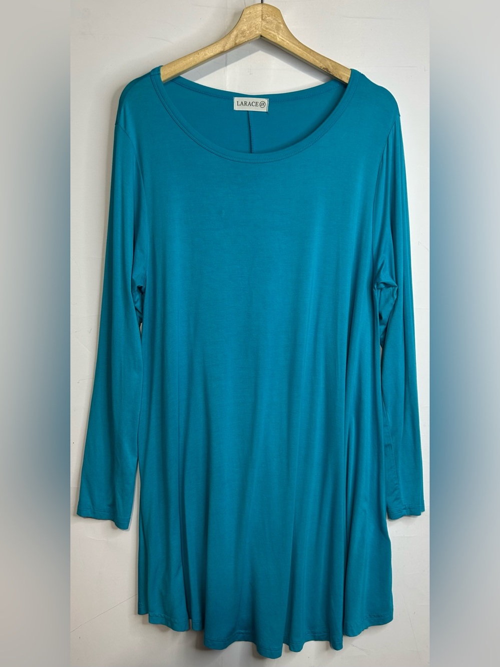 Larace Teal Blue Long Sleeve Tunic Shirt 3X